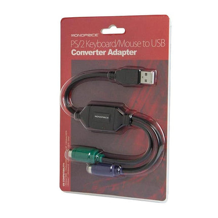 Monoprice PS/2 Keyboard/Mouse to USB Converter Adapter, Black (110934)