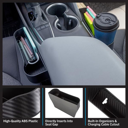 Stalwart Car Seat Gap Filler 2-Pack - Front Seat Organizer Set with Built-in Cupholder, Phone Slot, and Charging Cable Opening - Car Accessories