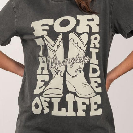 Wrangler Womens Retro Ride of Life Graphic Tee, Grey, XL