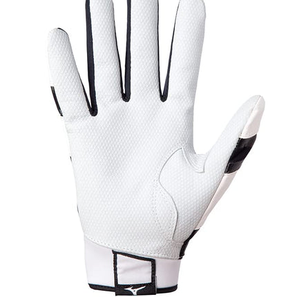 Mizuno B-303 Adult Baseball Batting Glove, White-Black, X-Large