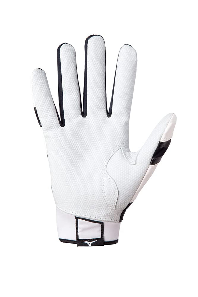 Gant de frappeur Mizuno B-303 pour adulte, blanc-noir, très grand