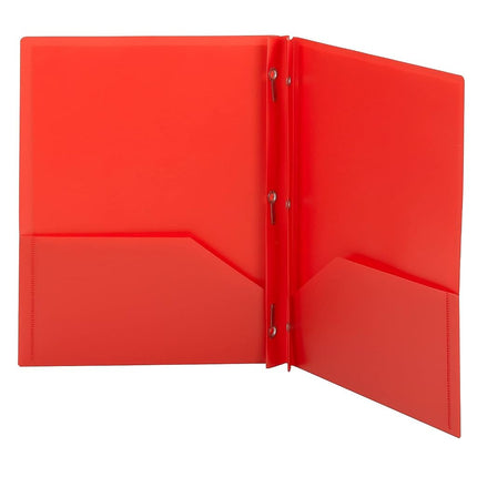 Smead Poly Two, Pocket Folder with Fasteners, 11" x 8 1/2", Pack of 25, Red (87727)