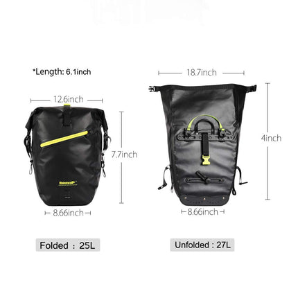 Rhinowalk Bike Bag Waterproof Bike Pannier Bag 27L,(for Bicycle Cargo Rack Saddle Bag Shoulder Bag Laptop Pannier Rack Bicycle Bag Professional Cycling Accessories)-Green