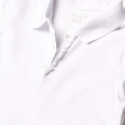Polo à manches courtes avec volants et patte de boutonnage The Children's Place pour grande fille, blanc, XL (14P)