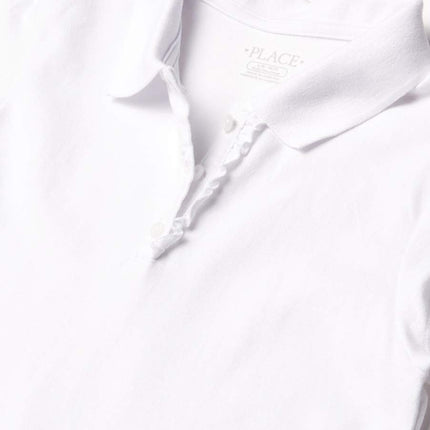 The Children's Place Big Girl's Short Sleeve Plus Ruffle Placket Polo Shirt, white, XL(14P)