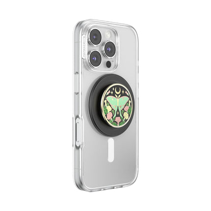 PopSockets Phone Grip for MagSafe with Kickstand, Magnetic Stand, Swappable Top, Secure Hold for iPhone MagSafe Cases, Phone & Tablet Grip - Enamel Luna Moth