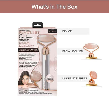 Finishing Touch Flawless Contour Rouleau et Masseur Facial Vibrant, Quartz Rose