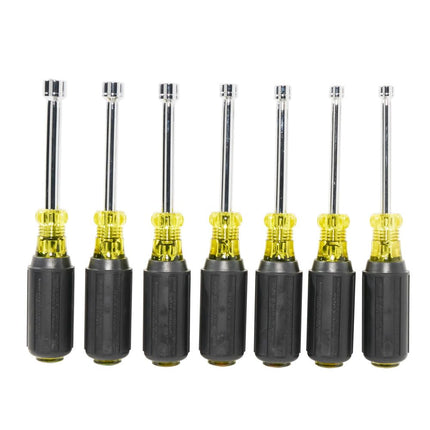 Klein Tools 65160 Tool Set, Metric Nut Driver Set Sizes 5, 5.5, 6, 7, 8, 9, and 10 mm, 3-Inch Chrome-Plate Hollow Shafts, 7-Piece