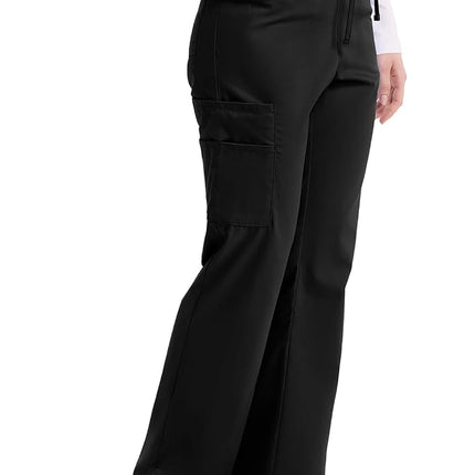 Dickies EDS Signature Scrubs for Women, Drawstring Cargo Pants 86206, Black, Large Tall