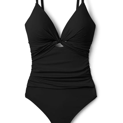 Maillot de bain une pièce La Blanca Twist Keyhole Front Over The Shoulder, Noir, 12