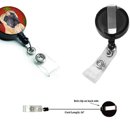 Caroline's Treasures Mastiff Red & Green Snowflakes Christmas Retractable Badge Reel, Multicolor (SC9425BR)