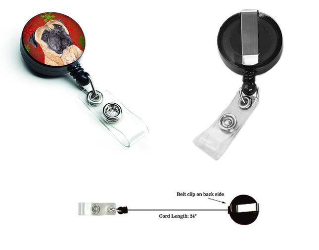 Caroline's Treasures Mastiff Red & Green Snowflakes Christmas Retractable Badge Reel, Multicolor (SC9425BR)