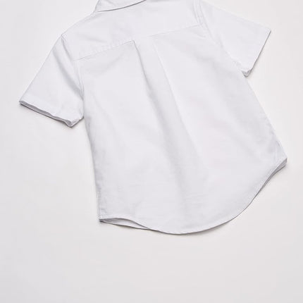 The Children's Place Boys' 3502 Short Sleeve Button Up Shirt School Uniform, White 4764, 4 Years