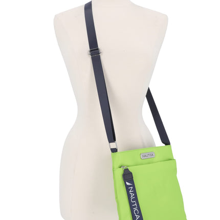 Nautica Women's Diver Nylon Small Crossbody Bag Purse with Adjustable Shoulder Strap Cross Body, Lime, One Size