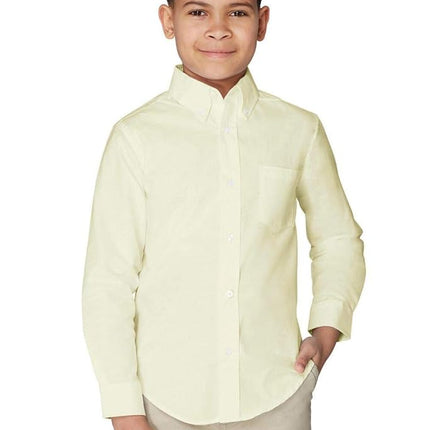 French Toast Boys' Long Sleeve Oxford Shirt (Standard & Husky), Yellow, 4
