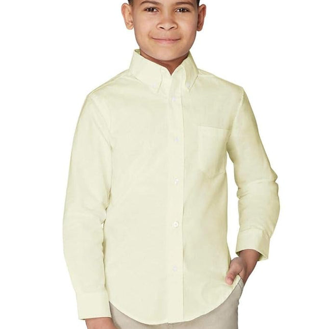 French Toast Boys' Long Sleeve Oxford Shirt (Standard & Husky), Yellow, 12