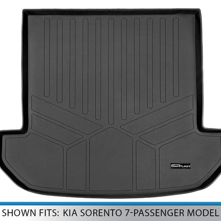 SMARTLINER All Weather Cargo Trunk Liner Floor Mat Behind 2nd Row Black for 2016-2019 Kia Sorento 7-Passenger Model Only