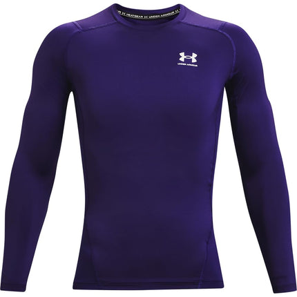 Camiseta de compresión de manga larga HeatGear Armour para hombre de Under Armour, morado (500)/blanco, extragrande alto