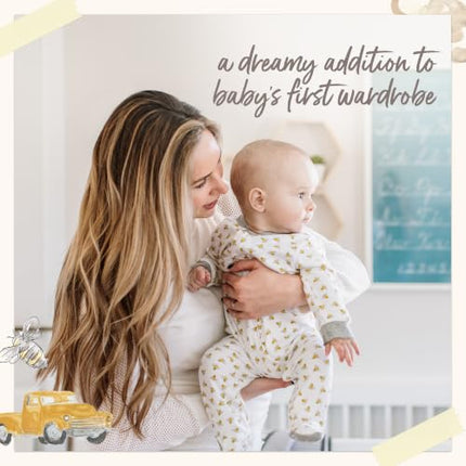 Burt's Bees Baby - Mameluco de una pieza de algodón orgánico para bebé, con cierre frontal, pijama con pies, diseño de nubes a la luz de la luna, 6-9 meses