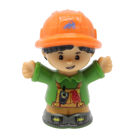 Fisher-Price Pieza de repuesto para juego de construcción Bulldozer Little People coleccionable GWD14 - Figura de reemplazo Koby trabajador de la construcción operador de bulldozer con casco naranja