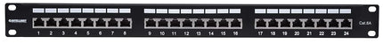 Intellinet Patch Panel, Cat6a, FTP, 24-Port, 1U, Shielded, 90° Top-Entry Punch Down Blocks, Black