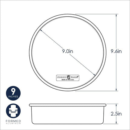 Nordic Ware Naturals 9" Round Layer Cake Pan, Natural Aluminium Baking Tin with Superior Heat Conductivity, Premium Bakeware Made in The USA, Silver