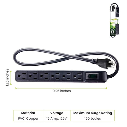 GoGreen Power GG-16103MINBK 6 Outlet Mini Surge Protector, Black