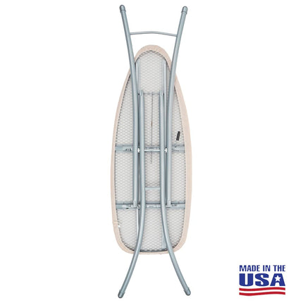 Seymour Home Products Adjustable Height Wide Top Ironing Board | 18” Wide Top, Steam-Flow Mesh, Stain-Resistant Cover | All-Steel Frame | Linen Beige