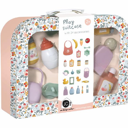 JC Toys - Doll travel case with 24 accessories, feeding, bathing, and care essentials for imaginative play, fits of dolls