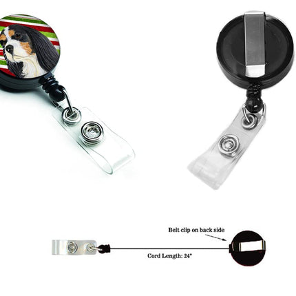 Caroline's Treasures Cavalier Spaniel Candy Cane Christmas Retractable Badge Reel, Multicolor (LH9234BR)