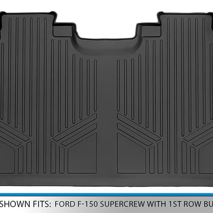 SMARTLINER Alfombrillas personalizadas para la segunda fila, forro negro para Ford F-150 SuperCrew 2015-2019 con asientos individuales de la primera fila