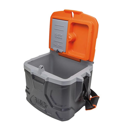 Klein Tools 55600 Work Cooler, 17-Quart Lunch Box Holds 18 Cans, Keeps Cool 30 Hours, Seats 300 Lb, Tradesman Pro Tough Box