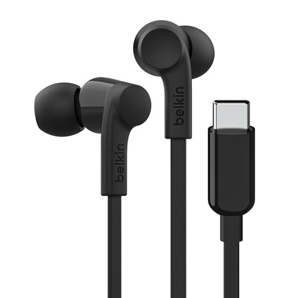 Belkin SoundForm Wired Earbuds with USB-C Connector, Black - In-Ear Earphones with Microphone - Headphones for iPhone 16, iPad Mini, Galaxy S24, Android, and More with USB-C Connector