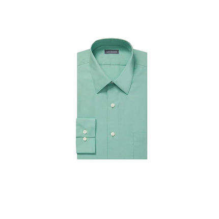 Van Heusen Men's Dress Shirt Fitted Poplin Solid, Leaf, 18.5" Neck 34"-35" Sleeve