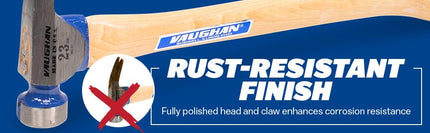 Vaughan California Framing Hammer, 19 oz, Milled Face, Nail Starter, Made in USA, VN11605