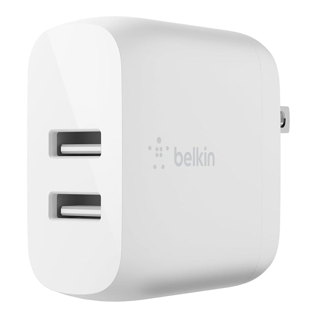 Belkin 24W Dual Port USB Wall Charger - iPhone Fast Charging - Charging Block for Power Bank, iPhone 14, iPhone13, iPhone 12, iPhone 11, iPad Pro, Samsung & More, iPhone Cable Not Included