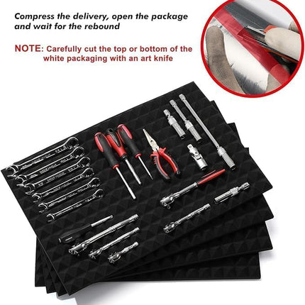 CASOMAN 4PCS Professional Toolbox Liner, Trap Mat Universal Tool Drawer Liner, Non-Slip Foam Inserts, Easy Cut, Black, 23.6"x15.7"