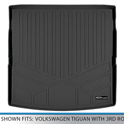 Tapis de coffre sur mesure SMARTLINER pour Volkswagen Tiguan 2018-2019 avec sièges de 3ème rangée, couleur noire, derrière la 2ème rangée