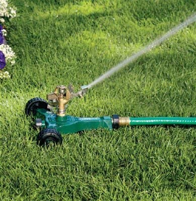 Orbit 56186N Brass Impact Sprinkler on Wheeled Base, Green