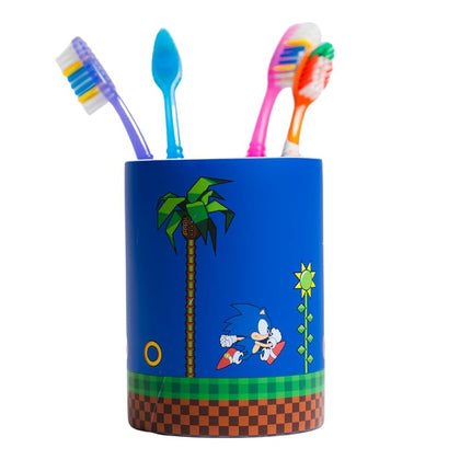 Sega Sonic The Hedgehog Gamer Kids Toothbrush Holder - Makeup Brushes/Pens Tumbler, (Officially Licensed Product) by Franco Collectibles