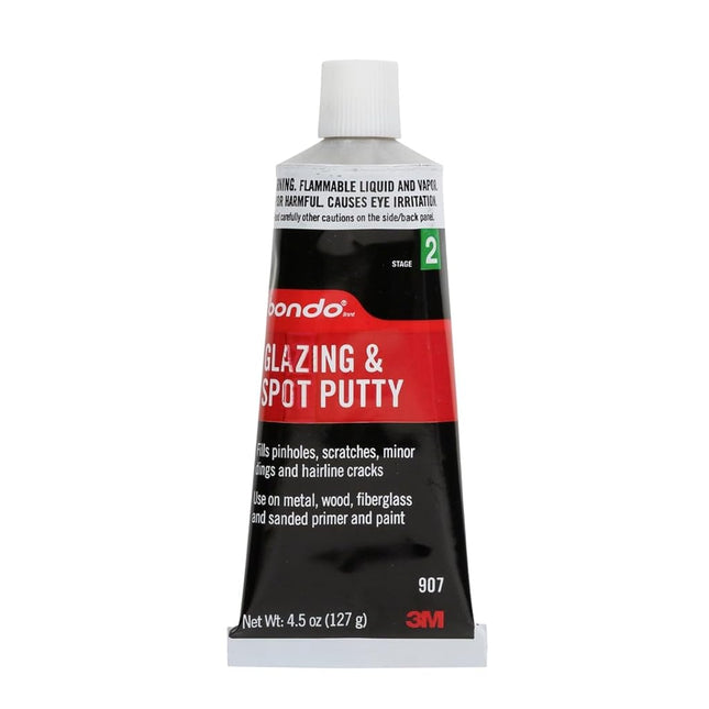 3M Bondo Glazing and Spot Putty, 4.5 oz, Fills Pinholes, Scratches, Minor Dings & Hairline Cracks, Can Be Used on Metal, Fiberglass, Wood and more, Fast Drying, Sandable in 30 Minutes (907C)