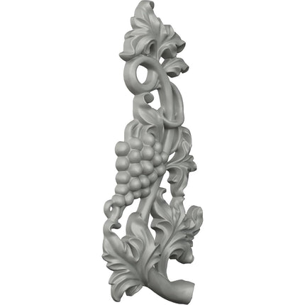 Ekena ONL05X08X01GR 5 1/2" W x 8 5/8" H x 1" P Small Grape and Leaf Onlay, Primed