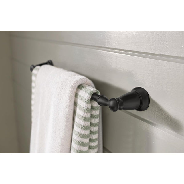 Moen Y2624BL Banbury Barre de Douche Murale Noire Mat, Porte-Serviettes