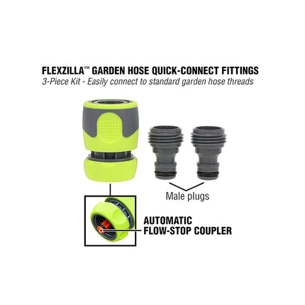 Flexzilla HFZGAK12 Raccords rapides pour tuyau d'arrosage, kit coupleur et fiche 3 pièces, ZillaGreen
