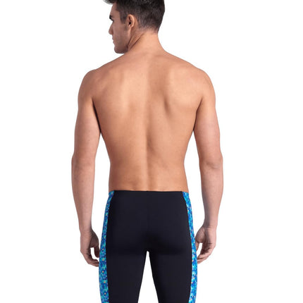 ARENA Men's Performance Pool Tiles Swim Jammer Trunks, Black/Blue Multi, 24