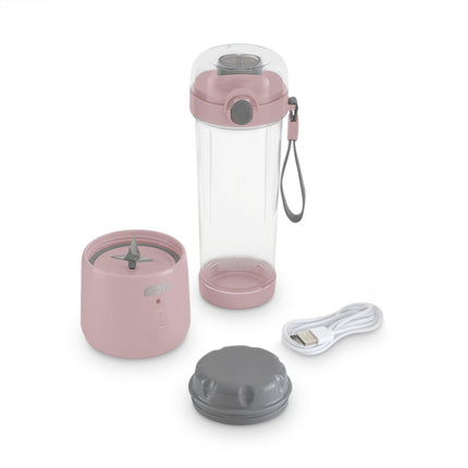 Dash 16 oz Personal USB Bottle Blender with Travel Lid and Charging Cord, Single-Serve Smoothie and Juice Maker, Rose