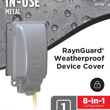 TayMac MX3200 RaynGuard Extra Duty Metal Weatherproof in-Use Cover, 1-Gang, Gray, 3.55 x 3.37 x 6.12 inches