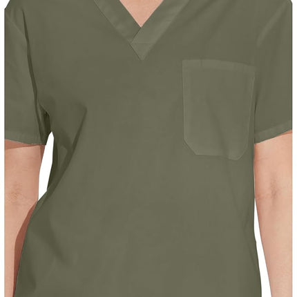 Dickies Men's Big & Tall V-Neck Scrub Double Chest Pocket Top Medical Shirt, Olive, 3XL