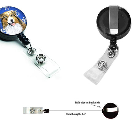 Caroline's Treasures Australian Shepherd Winter Snowflakes Retractable Badge Reel, Multicolor (SC9397BR)
