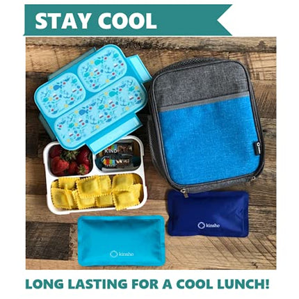 Large Ice Packs for Lunch Box, Bags, Bento Boxes, 4 Pack, Slim Soft Reusable Bags for Kids Boys Adults, Travel School Work Camping, Long-Lasting Cold, Flexible | Blue